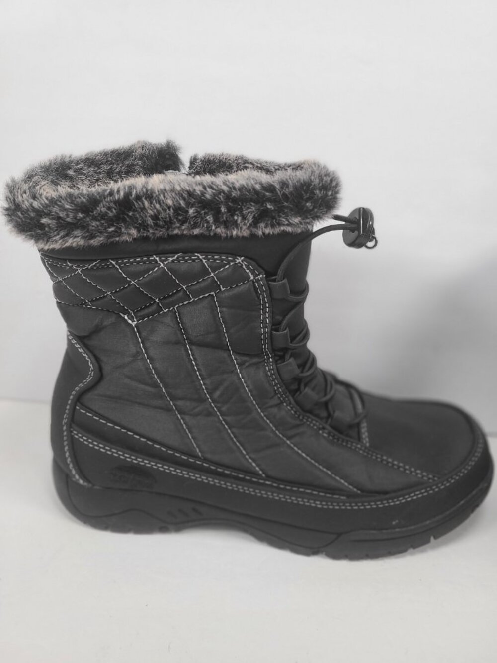 TOTES Elle Winter Snow Rain Boots Black Womens Size 9 M Womens Quilted